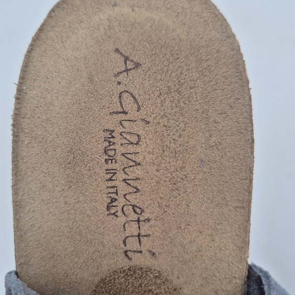 A. Giannetti Shoes Womens Size‎ 8 38 Gray Suede Leather Wedge Sandals Made Italy - Picture 11 of 13